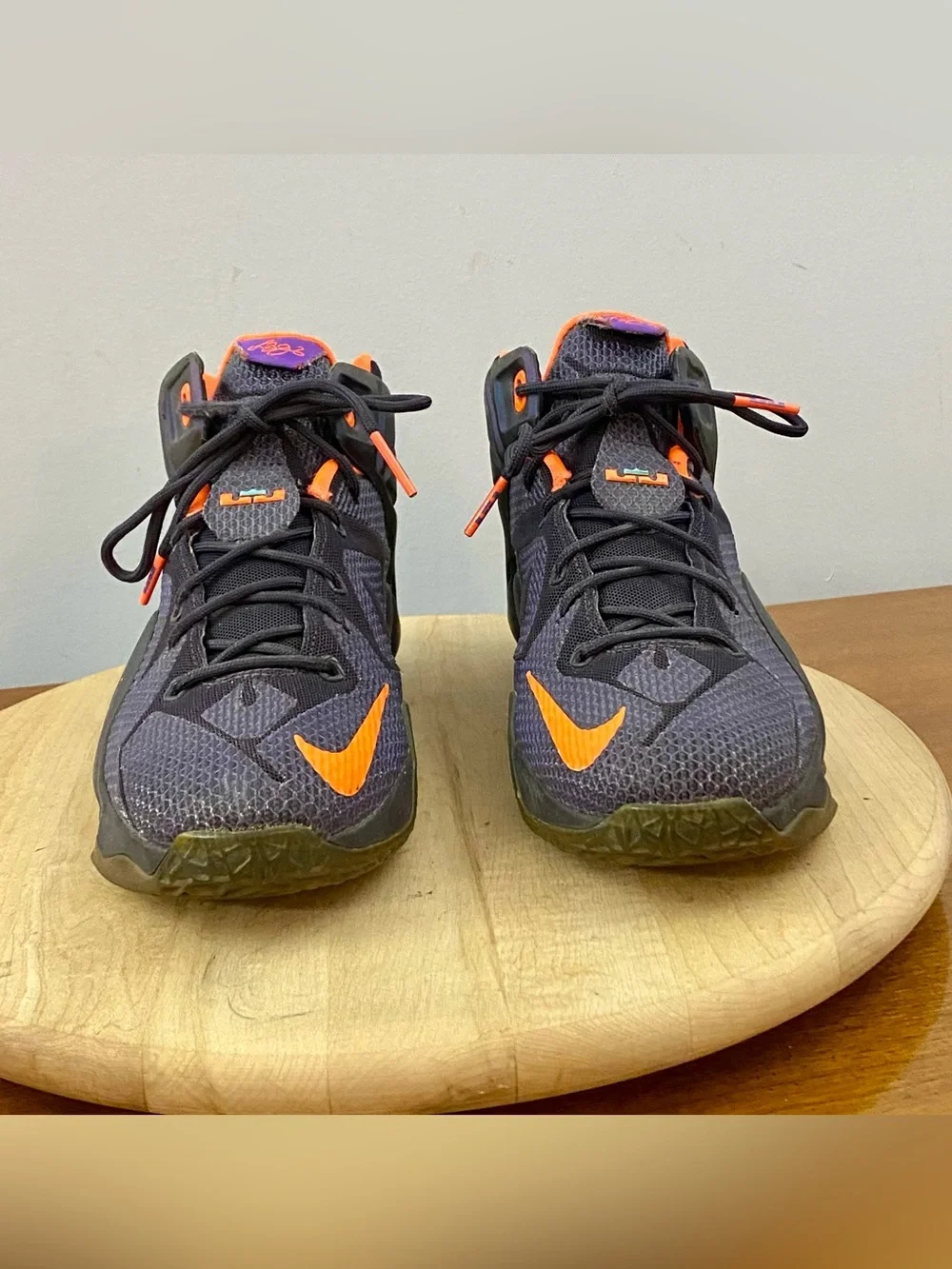Nike LeBron 12 XII Instinct GS‎ Purple Orange Basketball Shoes 685181-500 Sz 7Y